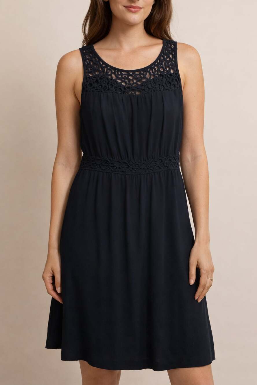 HD in Paris Anthropologie Black Lace-Yoke Sleeveless Dress